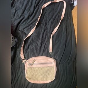 Chic Pink and Tan Crossbody Bag
